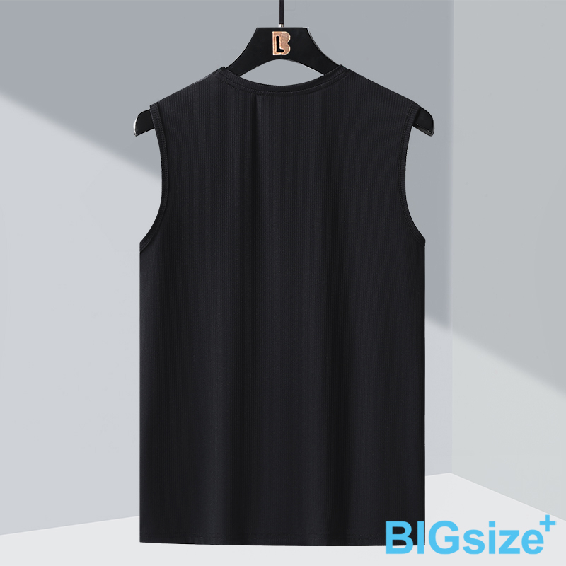 大尺碼-男款 真冰絲無袖T恤-黑/白/藍灰-0201047, 64藍灰, large