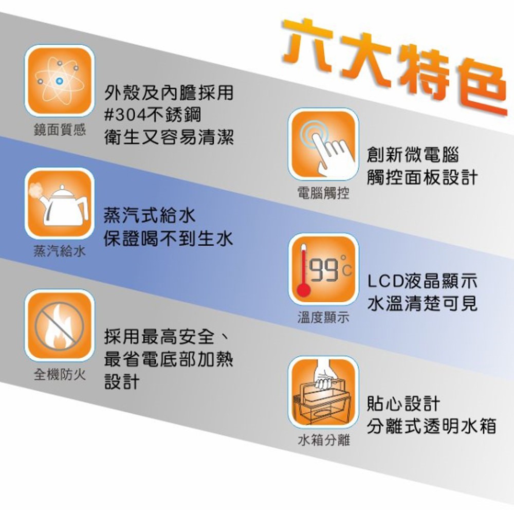 元山 觸控式濾淨不鏽鋼溫熱開飲機 YS-8301DWB, , large