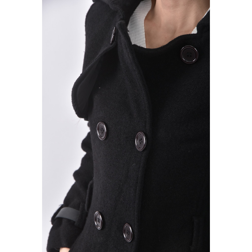 (S) 櫻之秀排扣黑色外套二手衣, , large