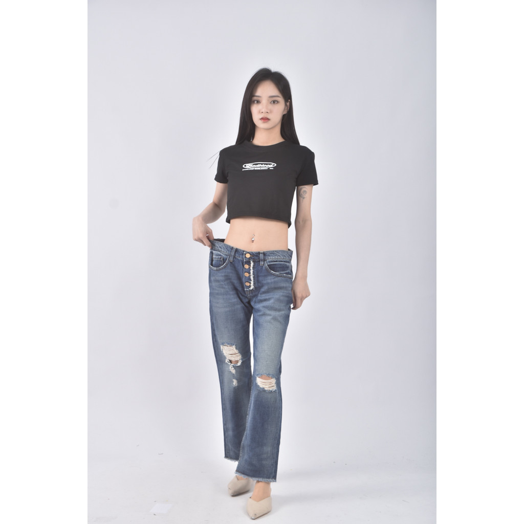 (XL) berenice丹寧牛仔質感棉質藍色長褲二手衣, , large
