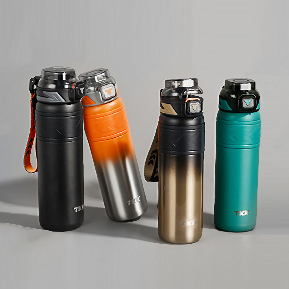 【TKK】邁越系列 316不鏽鋼 兩用 保溫杯 運動水壺900ML(直飲+吸管)-赤橙鋼, , large