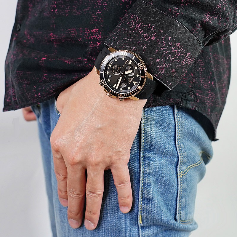 TISSOT 天梭 Seastar 1000 海洋之星300米計時手錶-黑x玫塊金框  T1204173705100, , large