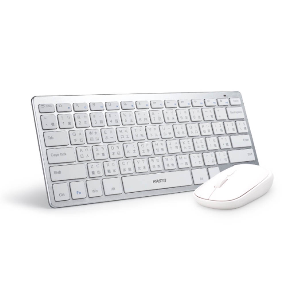 RASTO RZ4 High-end 2.4GHz Wireless Scissor Keyboard and Mouse Set White 78-key thin keyboard + three-stage DPI mouse