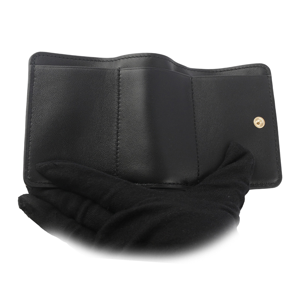TORY BURCH Fleming 縫線納帕皮革小款三折短夾/黑色, , large