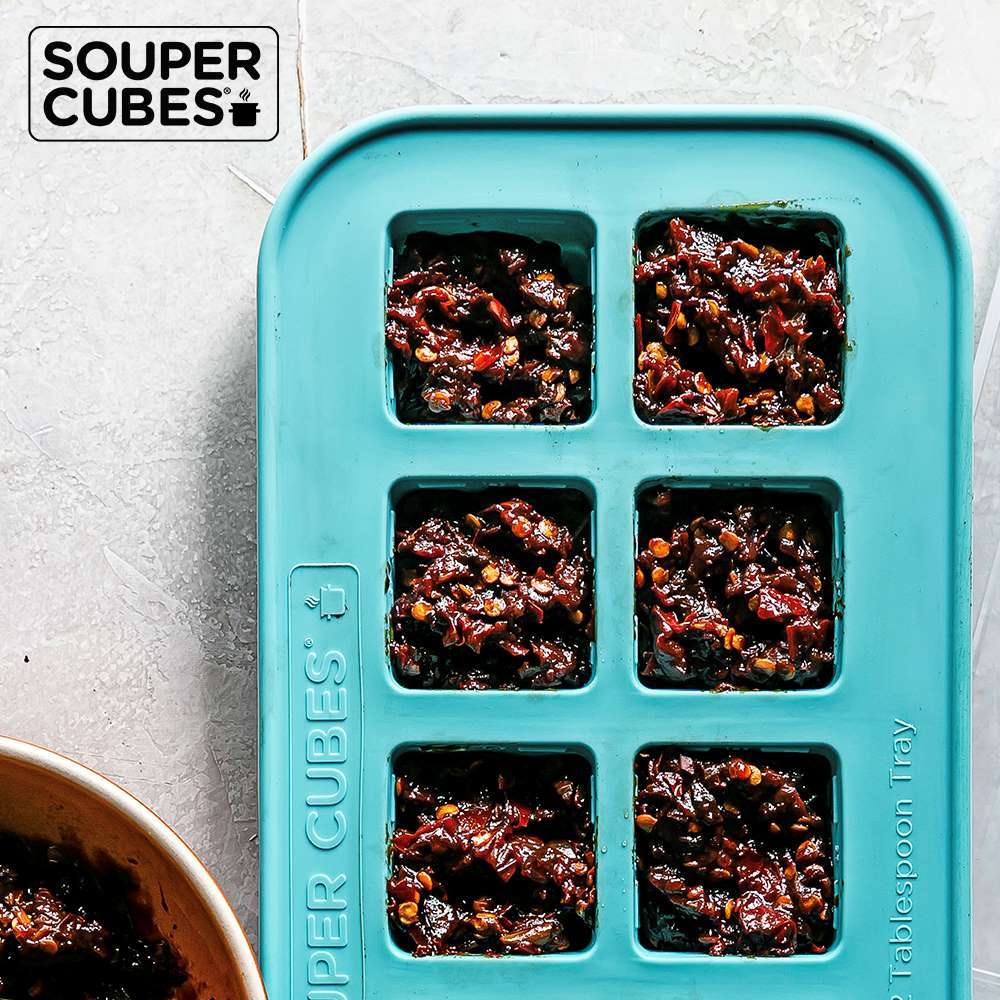 官方直營【Souper Cubes】多功能食品級矽膠保鮮盒10格_湖水綠(30ML/格), , large