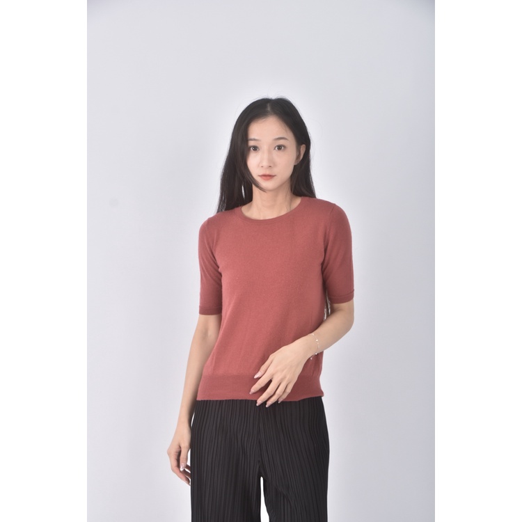 (S) uniqlo質感羊毛純羊毛紅色短袖上衣二手衣, , large