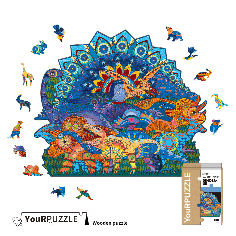 [積木共和國] 【YouRPUZZLE】台灣現貨恐龍公園拼圖(檢驗合格木質動物拼圖), , large