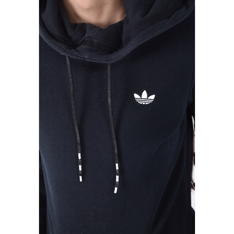 (S) adidas質感連帽長版黑色長袖上衣二手衣, , large