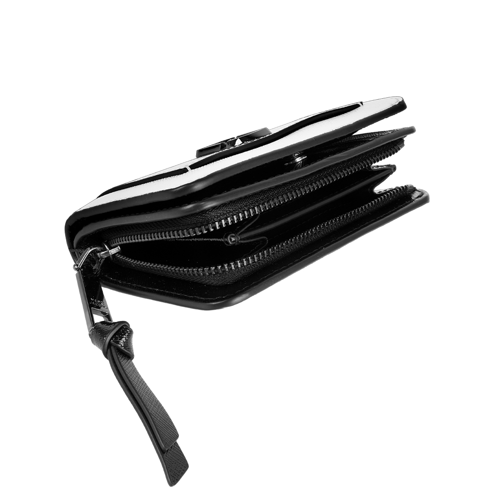 MARC  JACOBS The Snapshot 防刮皮革暗釦二折撞色短夾(白色/黑色), , large