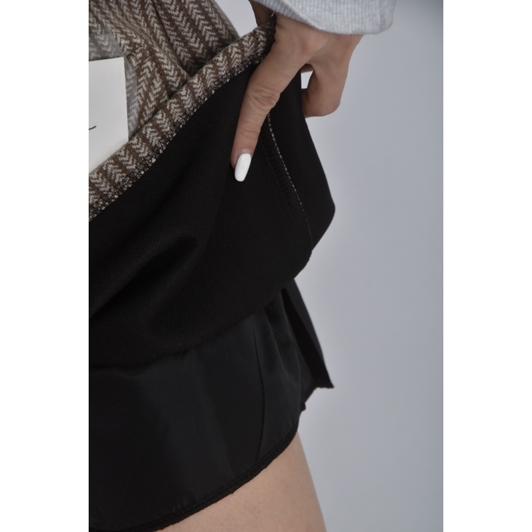 (XL) 質感條紋杏色短裙二手衣, , large