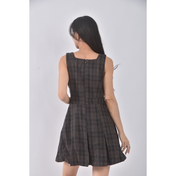 (S) mello質感無袖厚磅深棕色洋裝二手衣, , large