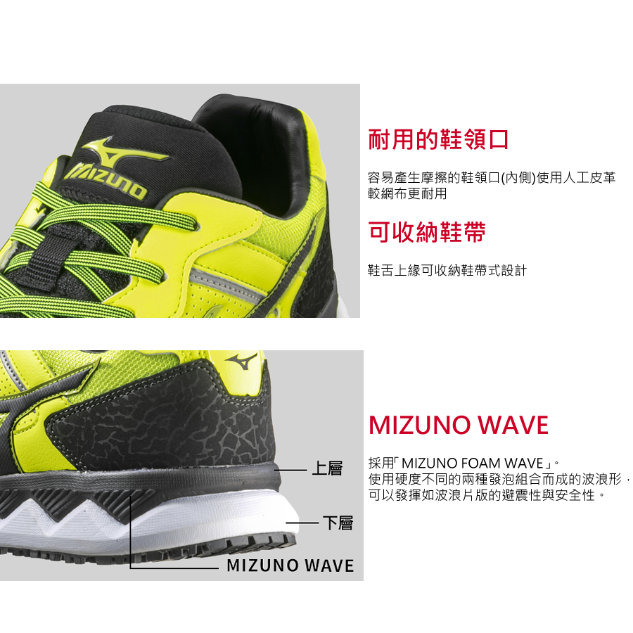 MIZUNO HW 防護鞋 3E楦 可收納鞋帶 極致避震 塑鋼工作鞋 F1GA213309 23FW 【樂買網】, , large