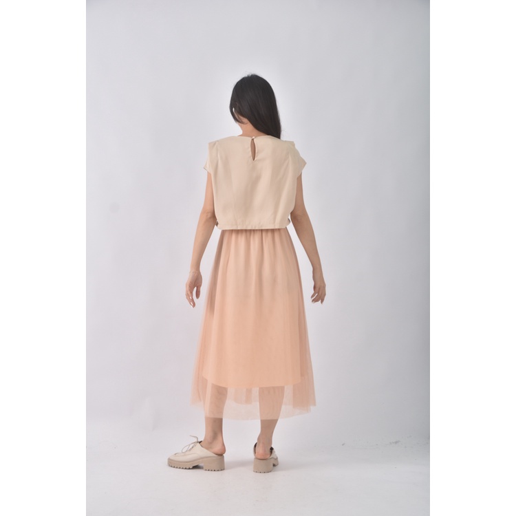 (S) seoul mate質感假兩件杏色洋裝二手衣, , large