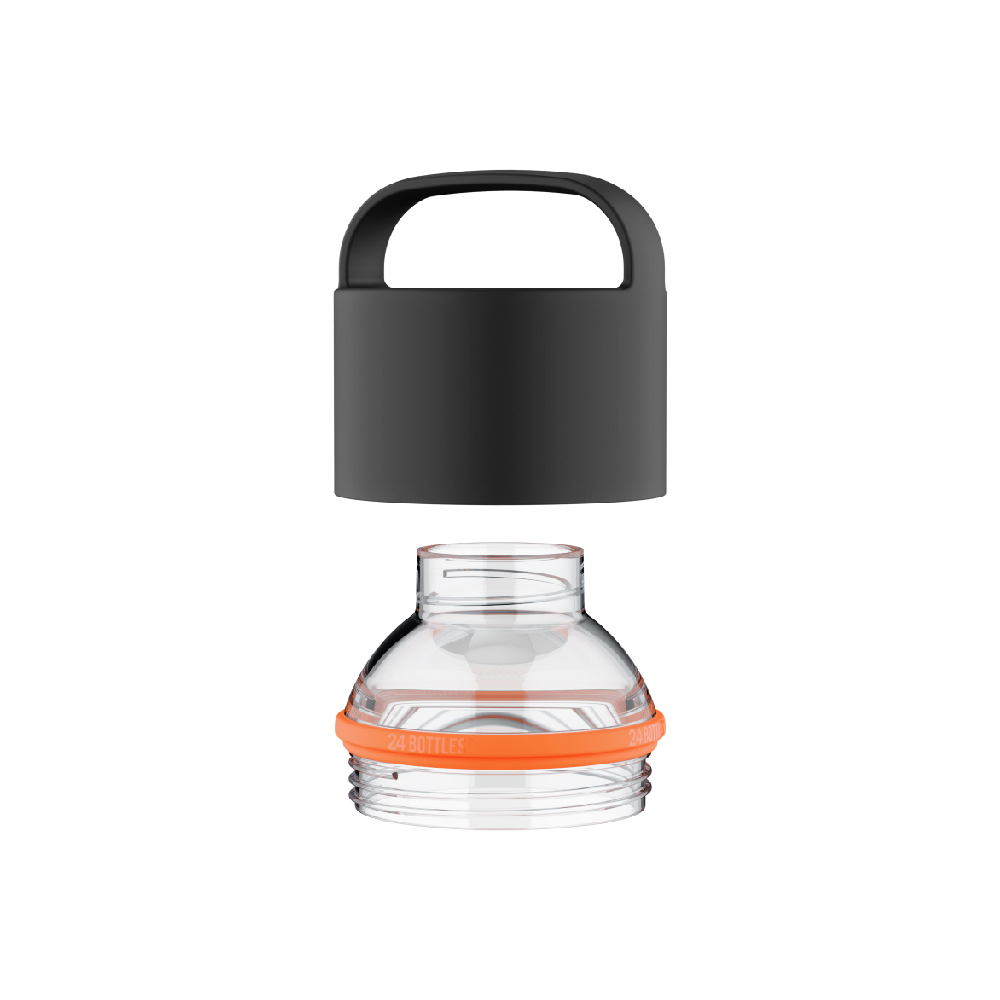 24Bottles Spin Bottle Lid Black and Clear Mouth, , large