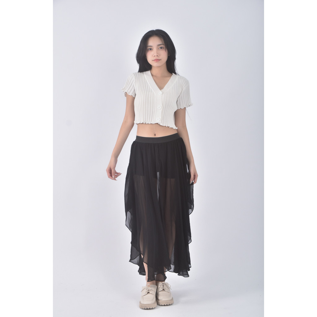 (M) 質感紡紗棉質黑色長裙二手衣