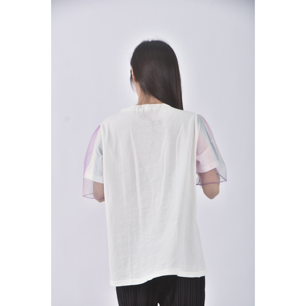 (L) sunday morning彩色白色短袖上衣二手衣, , large