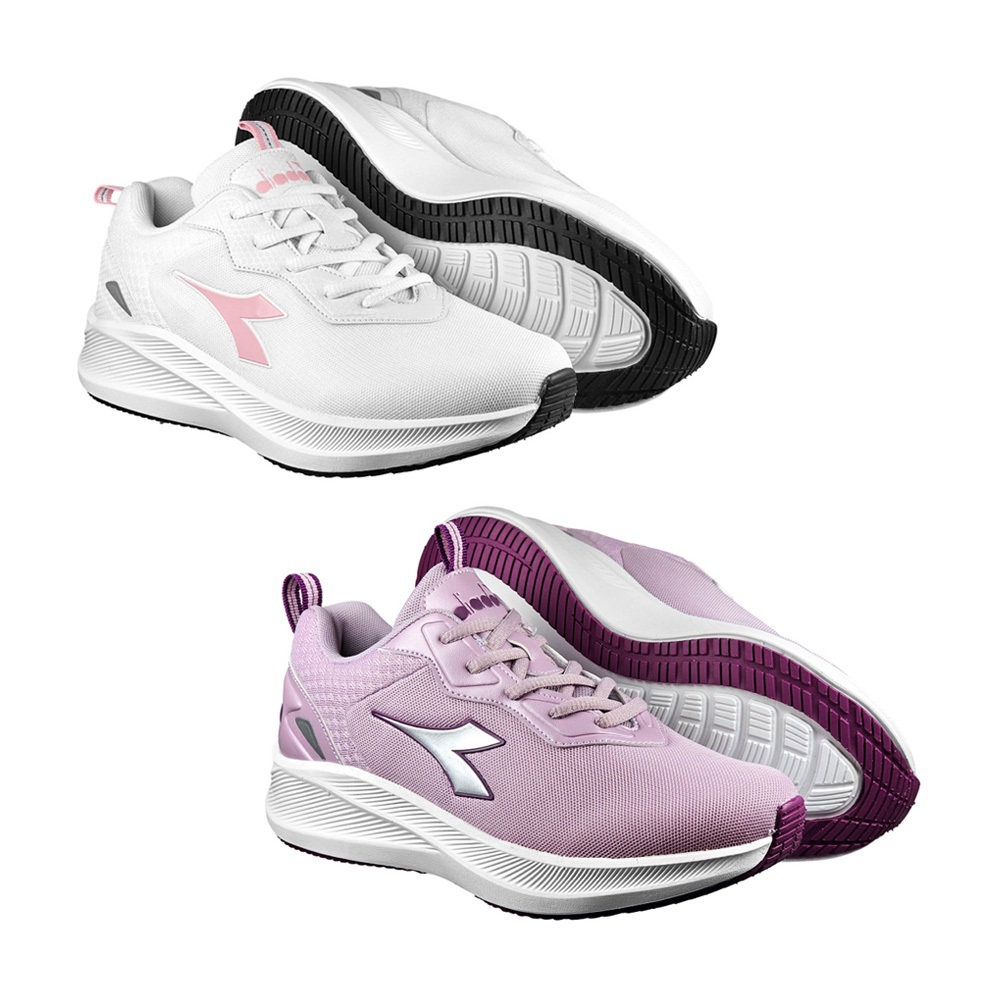 DIADORA迪亞多那 輕量專業慢跑鞋 女運動鞋 女鞋 反光 透氣 吸震 減壓 Q彈 乳膠鞋墊 耐磨 止滑 白粉 粉紫, , large