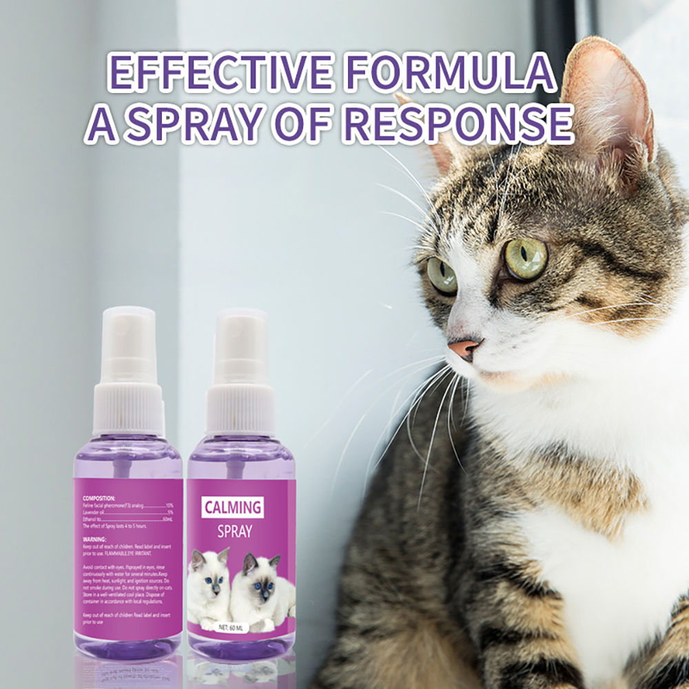 Natural Plant Extract Cat Calming Spray &ndash; Relieve Stress &ndash; Non-Toxic and Safe &ndash; Essential for Travel and Outdoors &ndash; Gentle Formula with Pheromones &ndash; Promotes Relaxation, , large