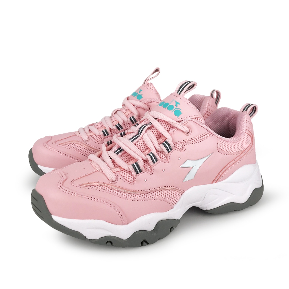 DIADORA迪亞多那 生活時尚運動鞋 女運動鞋 女鞋 老爹鞋 透氣 散熱 Q彈 厚底 減壓 彈力 棉鞋墊 止滑 粉 灰, , large