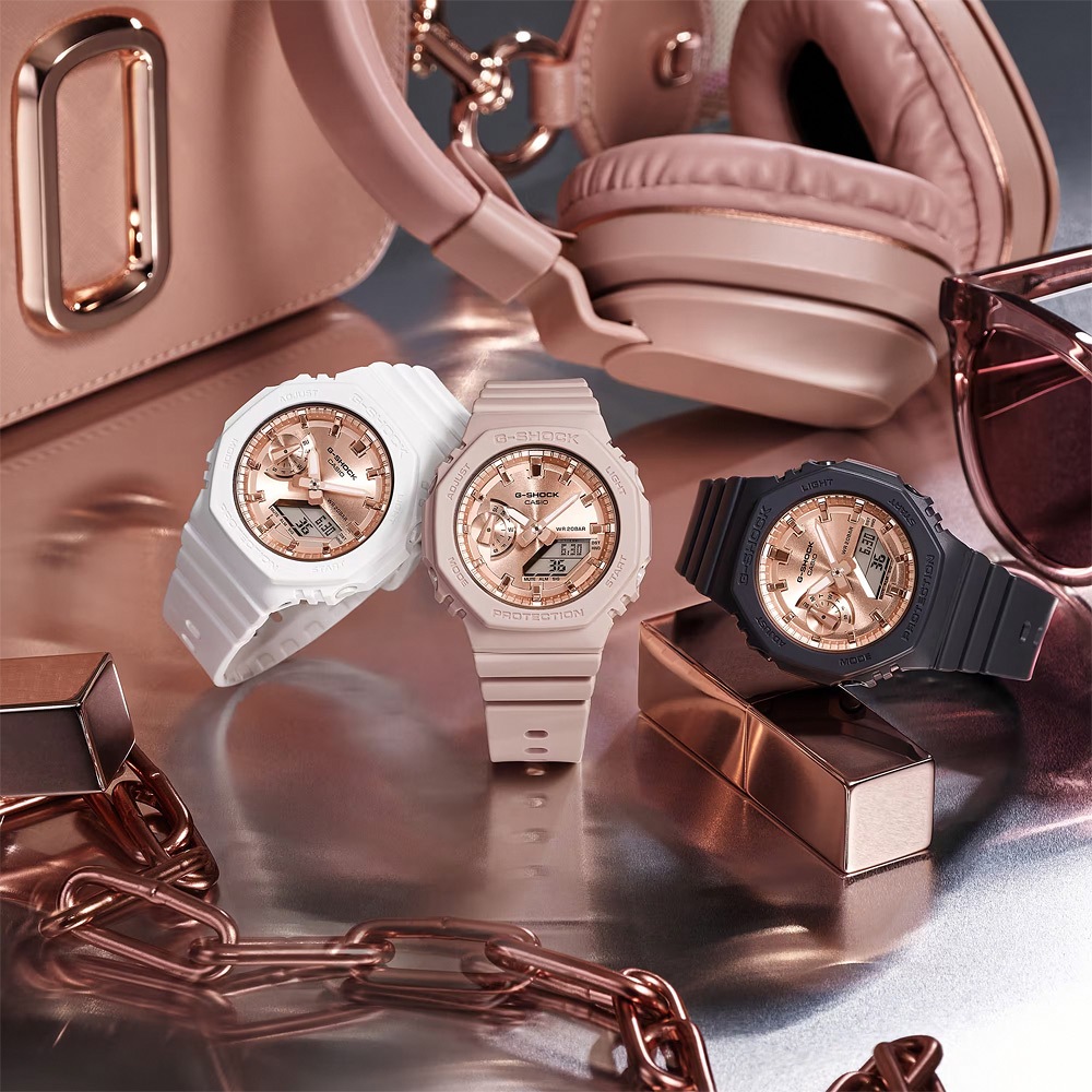 CASIO 卡西歐 G-SHOCK ITZY Lia 配戴款 粉紅金 八角 手錶 女錶 GMA-S2100MD-7A, , large