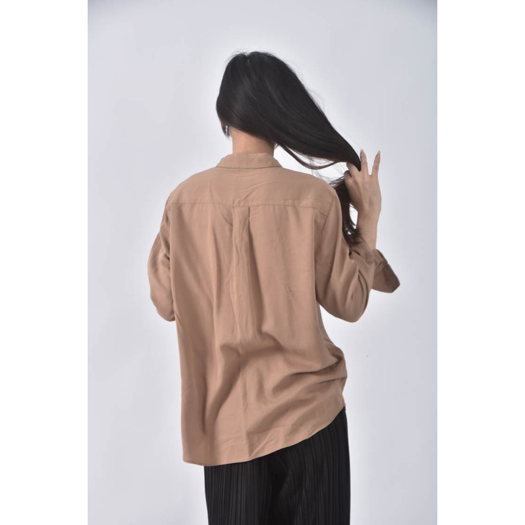 (XL) uniqlo質感羊毛羊毛素面棕色長袖上衣二手衣, , large