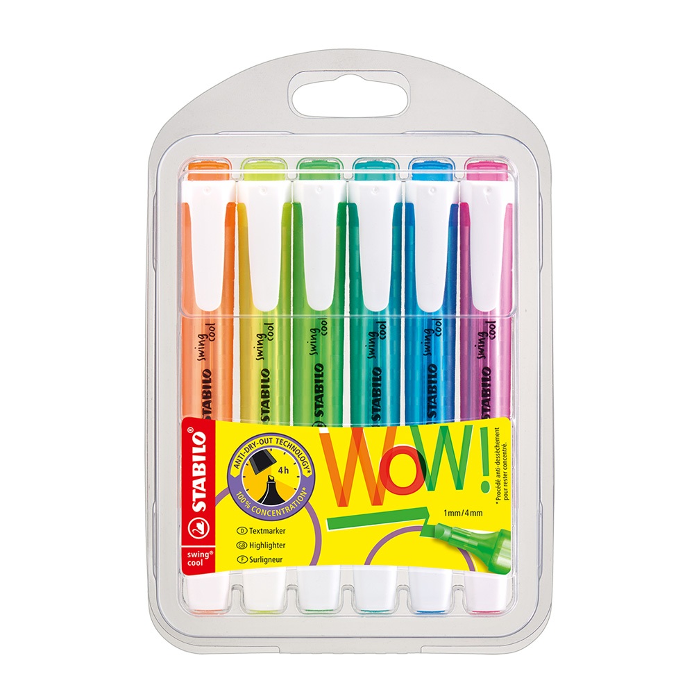 【德國天鵝STABILO】 swing cool 樂酷螢光筆 無毒 重點筆 暗記筆 (ST275)4色(ST275/4), , large
