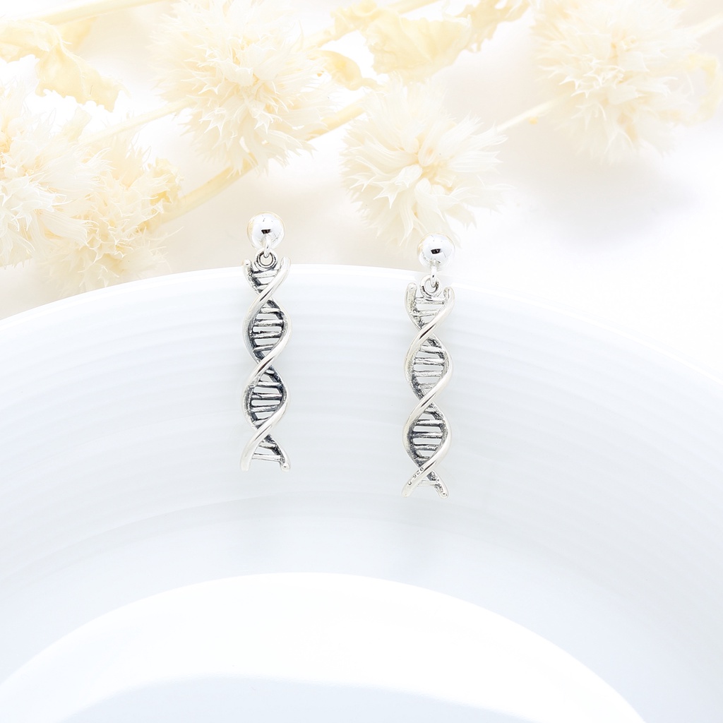 【Angel & Me】化學 基因 染色體 DNA 一對 s925 純銀 耳環 耳夾 情人節 禮物, , large
