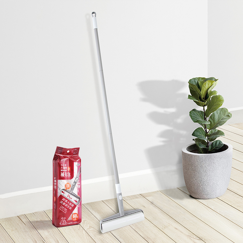 hold黏大面積膠黏拖把-24cm-60周X1支+膠黏補充60周-2入x3包, , large