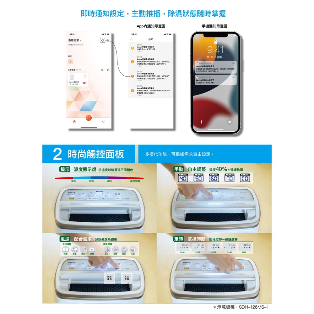 SANLUX台灣三洋10.5公升 一級能效 Wi-Fi 除濕機SDH-106MS-I, , large