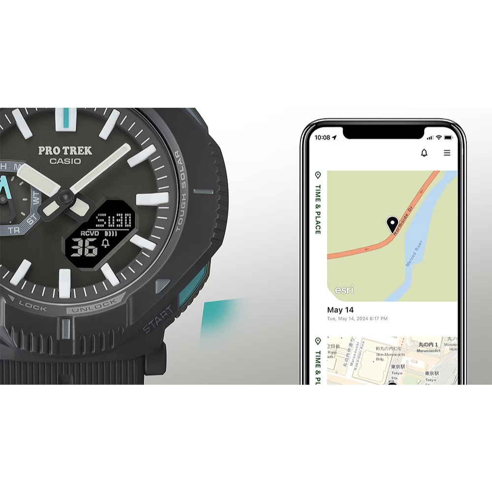 CASIO 卡西歐 PROTREK 戶外登山錶 彈力繩錶帶 太陽能藍芽手錶 PRJ-B001B-5, , large