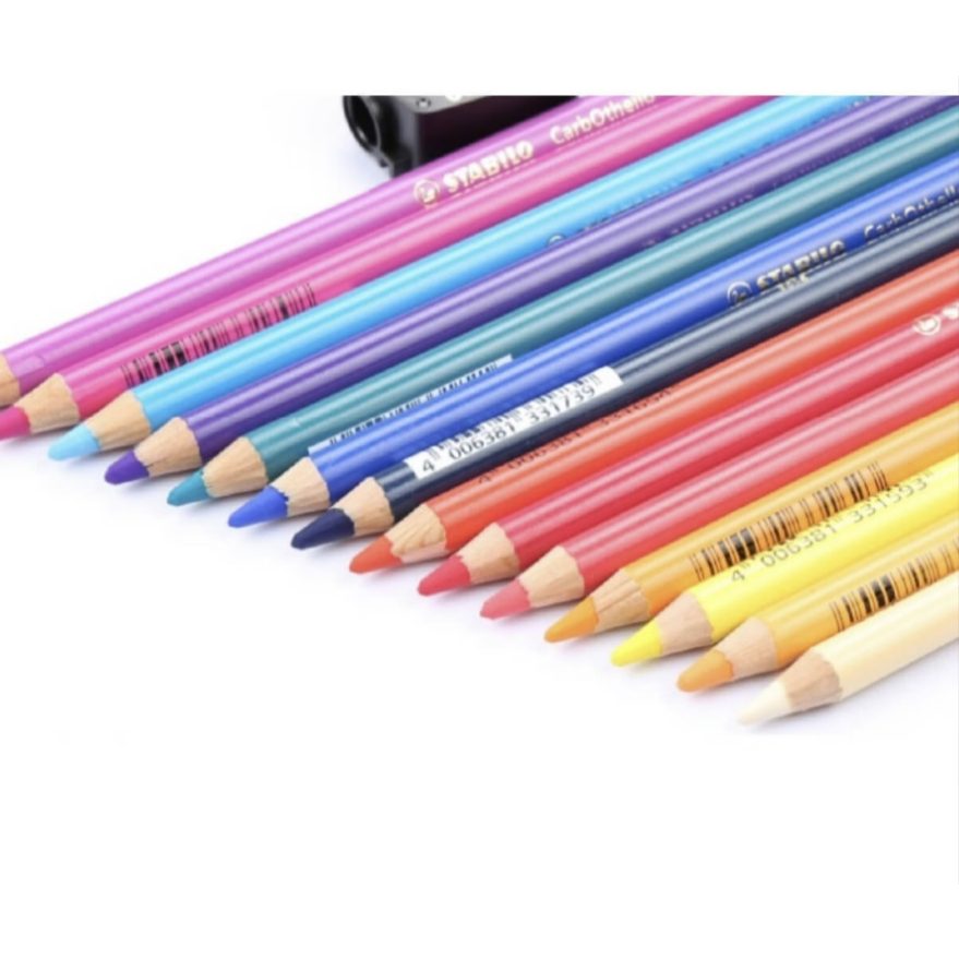 【德國天鵝STABILO】CarbOthello 奧賽樂水性粉彩筆 暈染 疊色 乾濕兩用(ST1436)鐵盒12色, , large