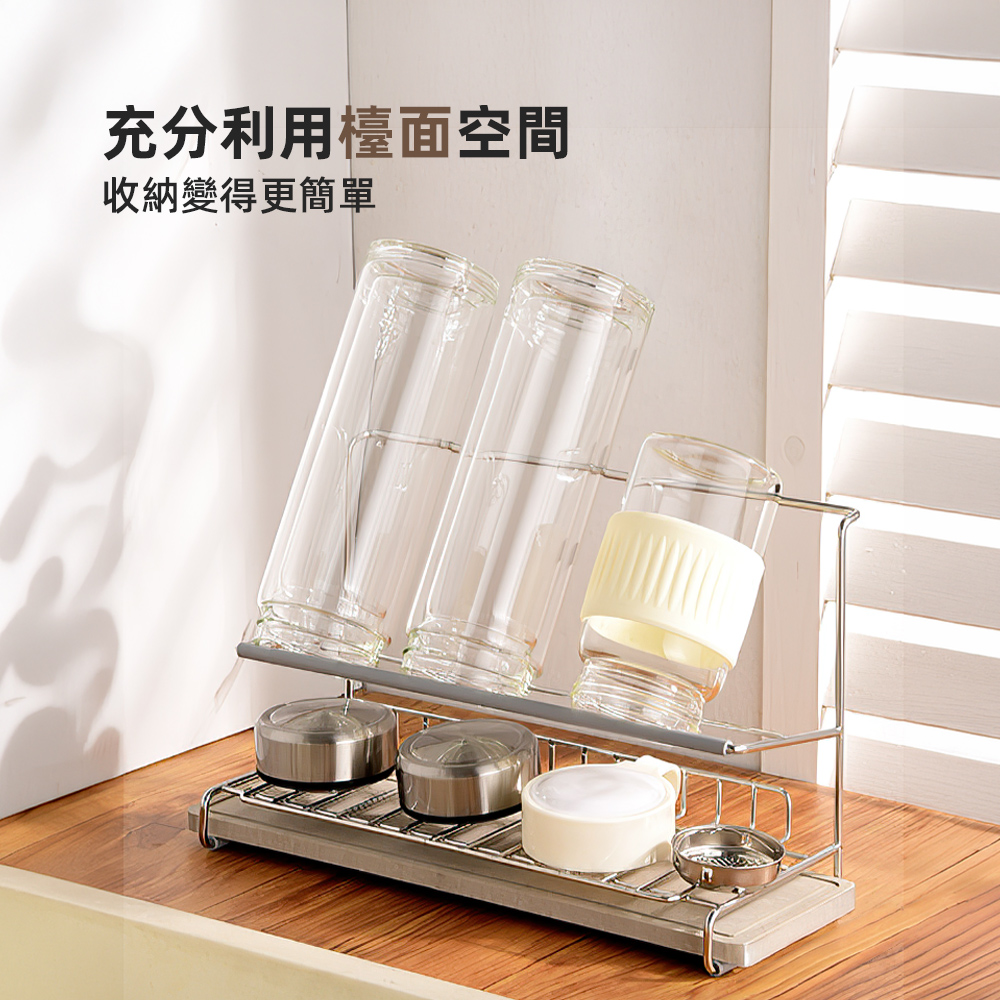 【上手家居】304不鏽鋼瀝水杯架(瀝水架/杯子收納架/杯架瀝水架/水杯架), , large