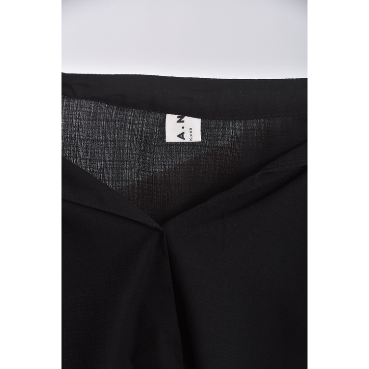 (XL) e h a n韓牌薄紗黑色短袖上衣二手衣, , large