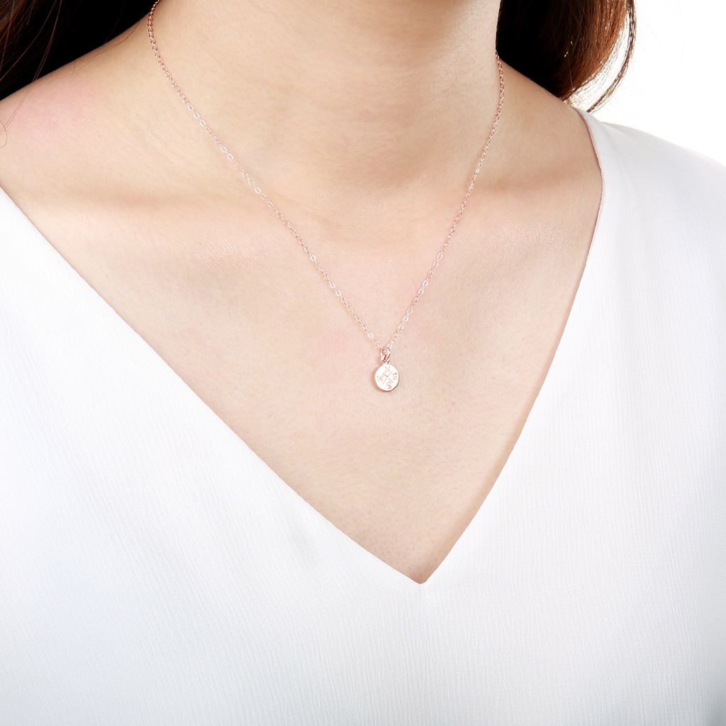 【Angel & Me】Good Luck Compass s925 sterling silver 18k Rose Gold plated necklace, , large