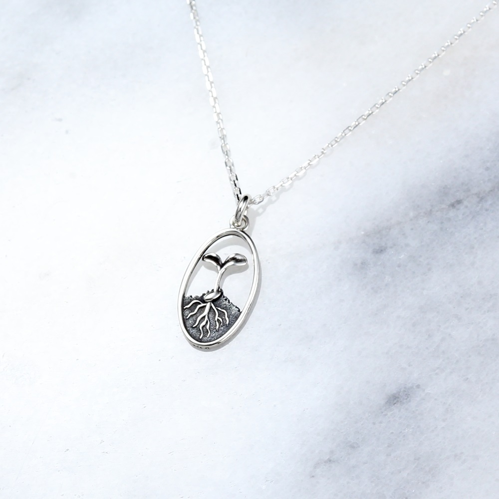 【Angel & Me】Seed and Sprout s925 sterling silver necklace Birthday gift, , large