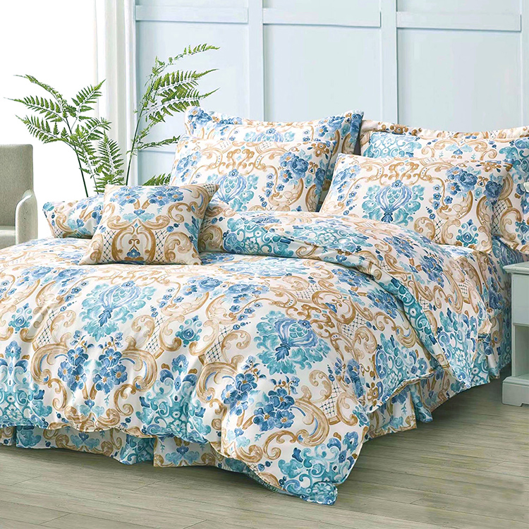 純天絲雙人七件式床罩組-華爾琪