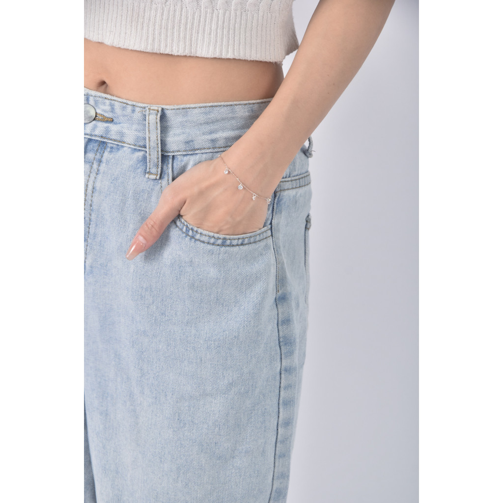 (XL) ks fashion高腰丹寧牛仔寬版藍色長褲二手衣, , large