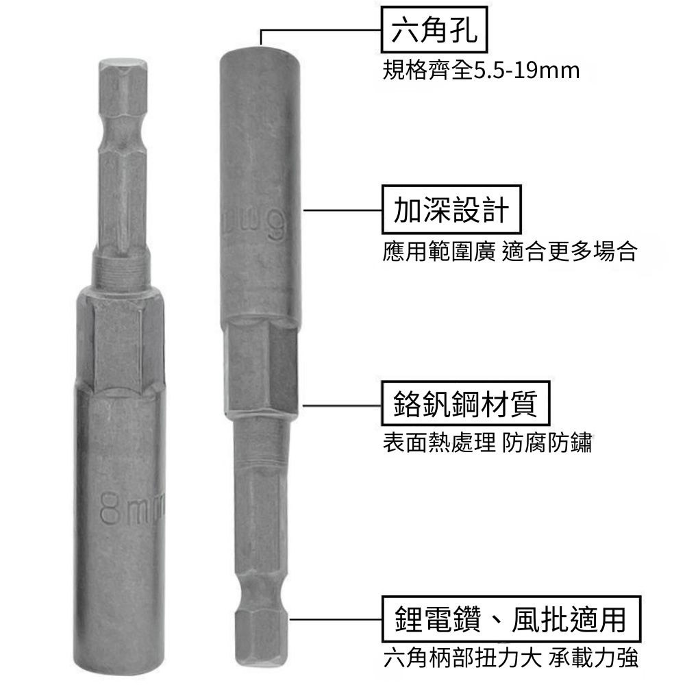 電鑽六角風批加深套筒頭15pc(塑盒), , large