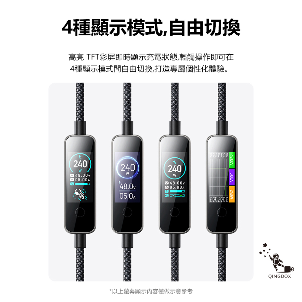 Mcdodo麥多多 LQ Cab Vision系列AI數字智慧彩色數顯數據線C to C 240W 1.2m CA875, , large