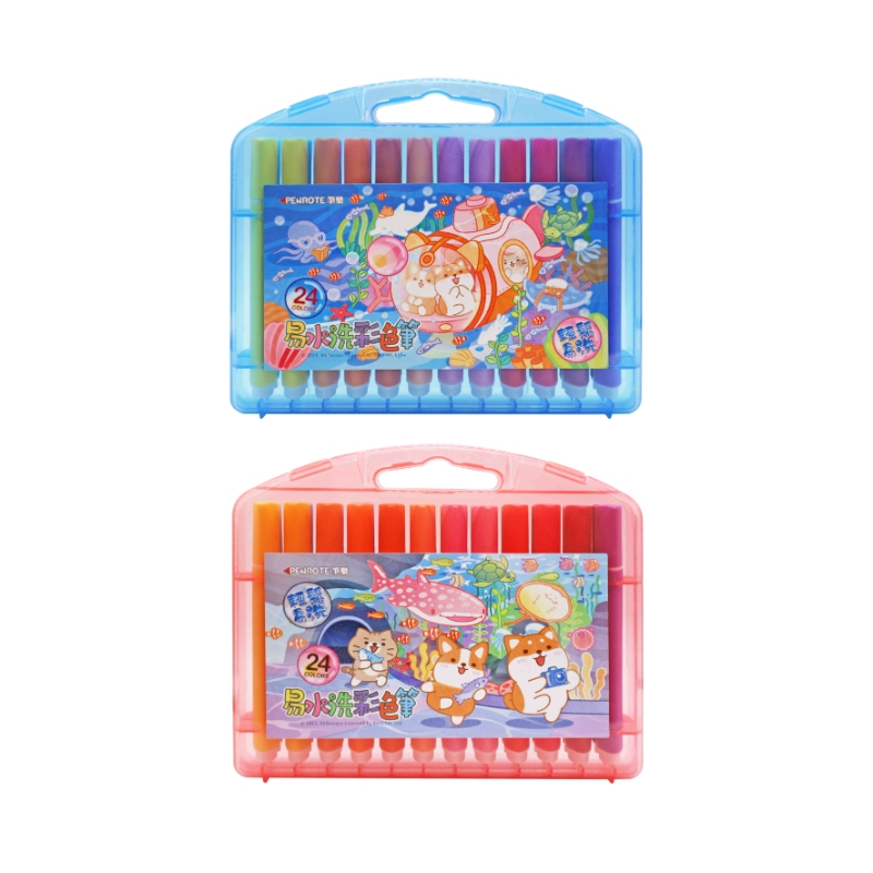 24-Color Washable Markers &ndash; Blue Case