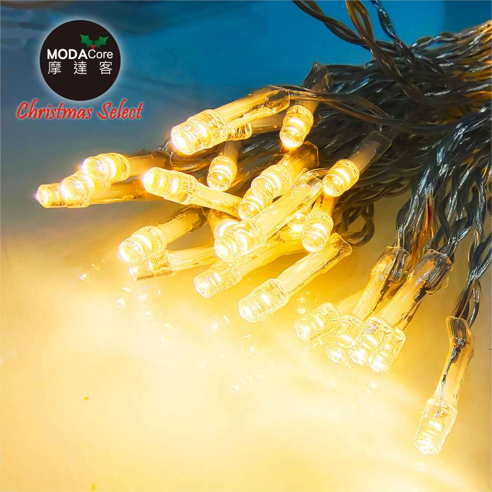 摩達客-100燈LED燈串暖白光_USB+電池盒兩用充電-聖誕燈樹燈露營燈, , large