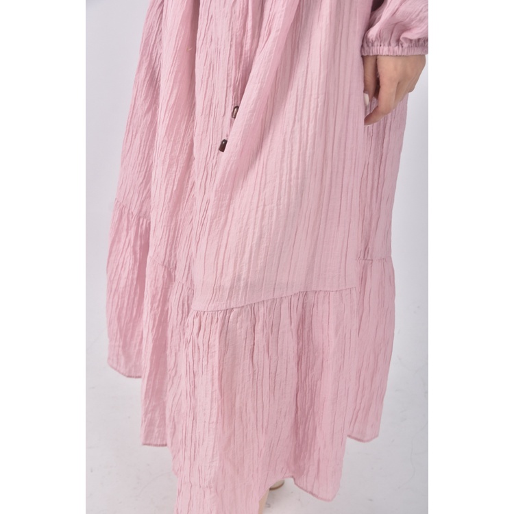 (XL) 質感粉色綁帶洋裝二手衣, , large