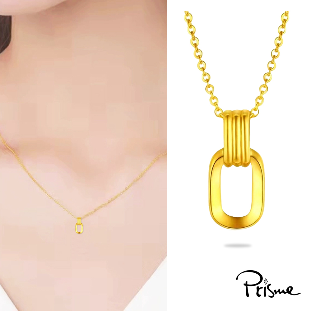 【Prisme Gold】黃金項鍊 幾何雙環 鍊墜項鍊 (金重：約0.02錢±0.01), , large