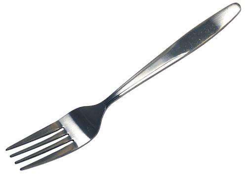 Wide flat grooved dinner fork, , large