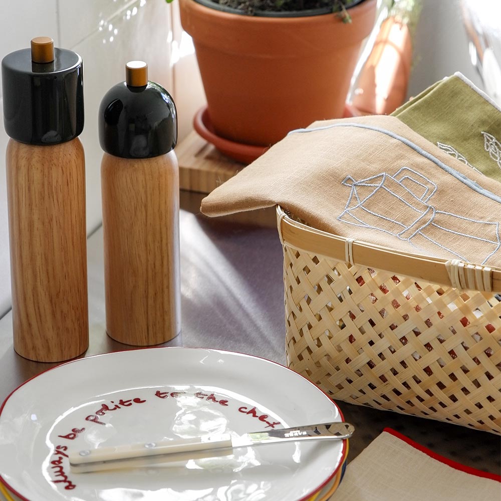 【英國 MÆGEN】刺繡棉麻餐巾組-卡其 (摩卡壺), , large