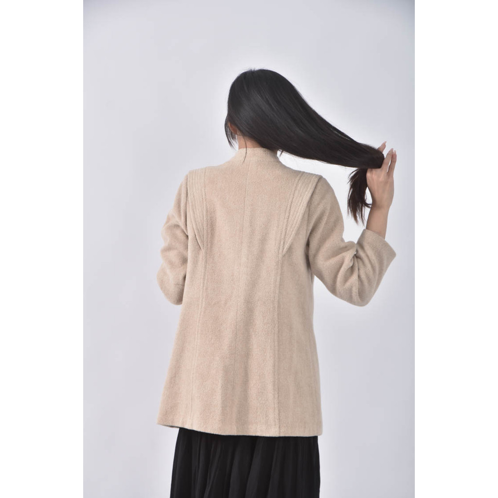 (S) tung mer排扣杏色外套二手衣, , large