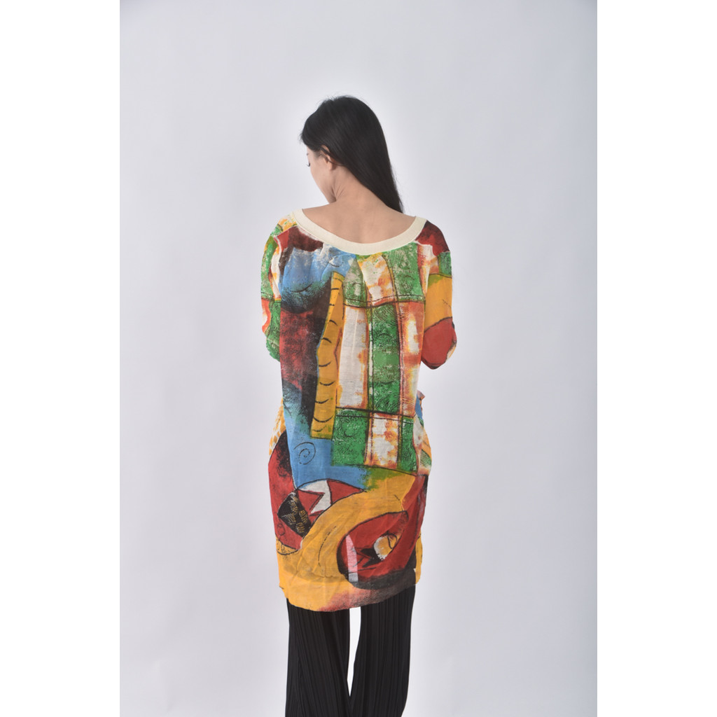 (L) 質感撞色橘色罩衫二手衣, , large