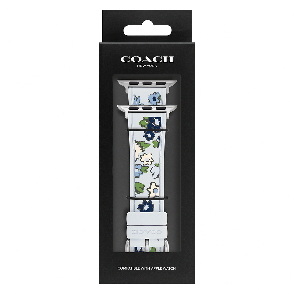 COACH Apple Watch 淡藍花朵錶帶 38/40/41mm適用 矽膠錶帶 禮物 送禮(不含手錶), , large