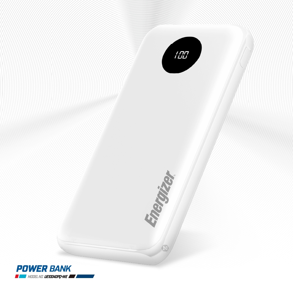 Energizer 勁量 迅閃 UE10040PQ 22.5W 快充 行動電源 白色 10000mAh 37Wh 國際大廠 總代理公司貨, , large