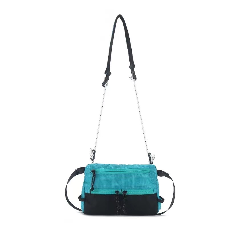 【MQ】輕量戶外斜跨包-淺藍色 登山 小包 斜背包 防潑水格子布 輕量戶外 登山前掛包, , large